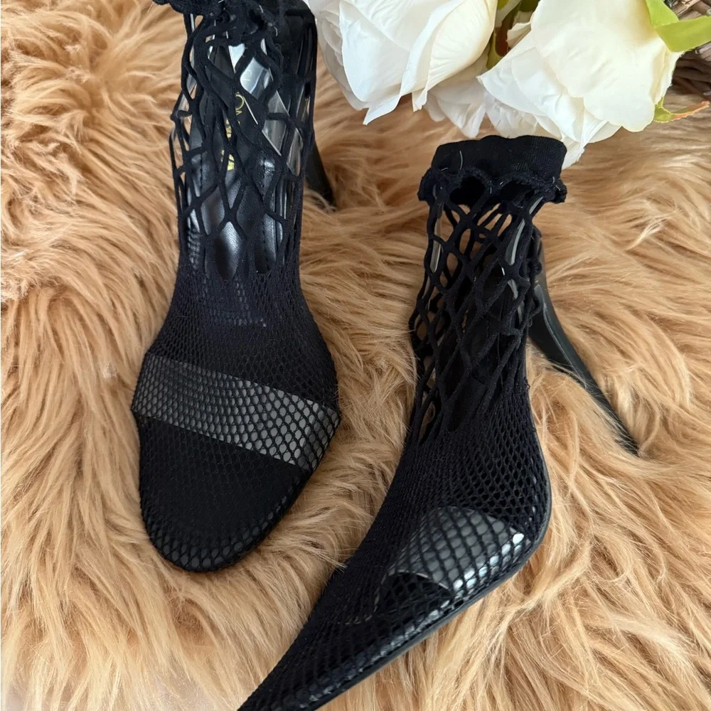 Black Mesh Stiletto Heels - Picture 2 of 2